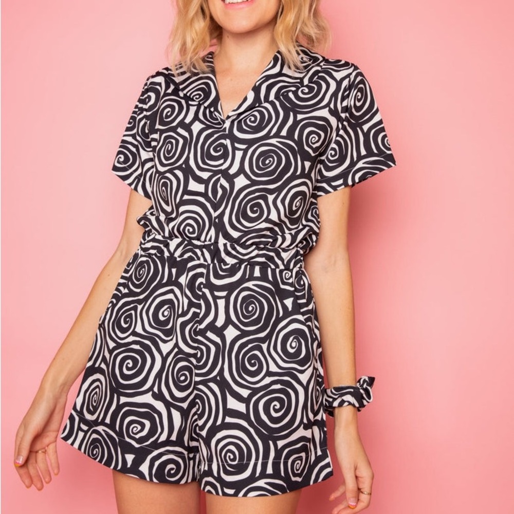 Fall Black & White Jumpsuit - Dazey LA Tripnosis Romper